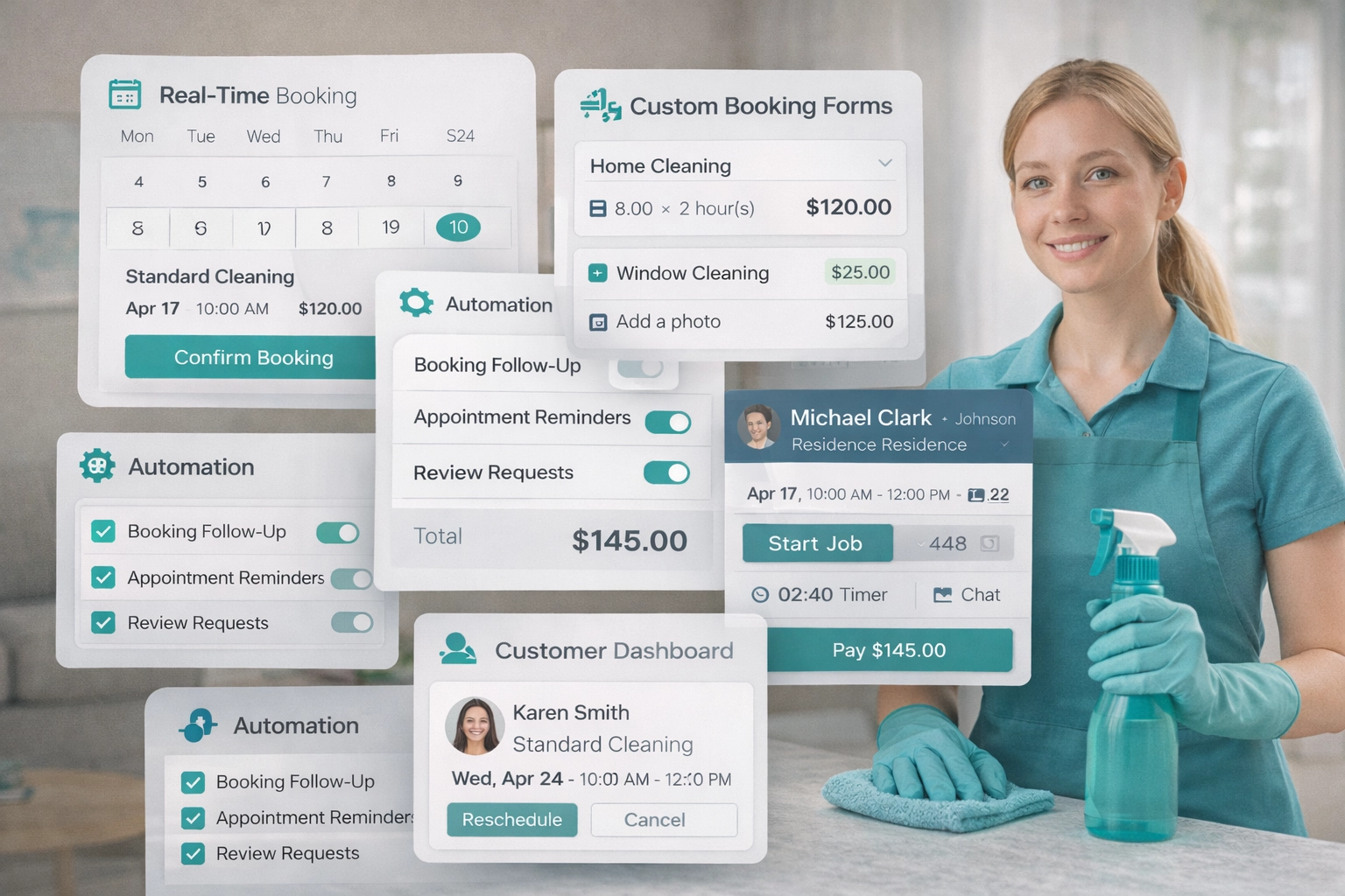 Cleaning business software features