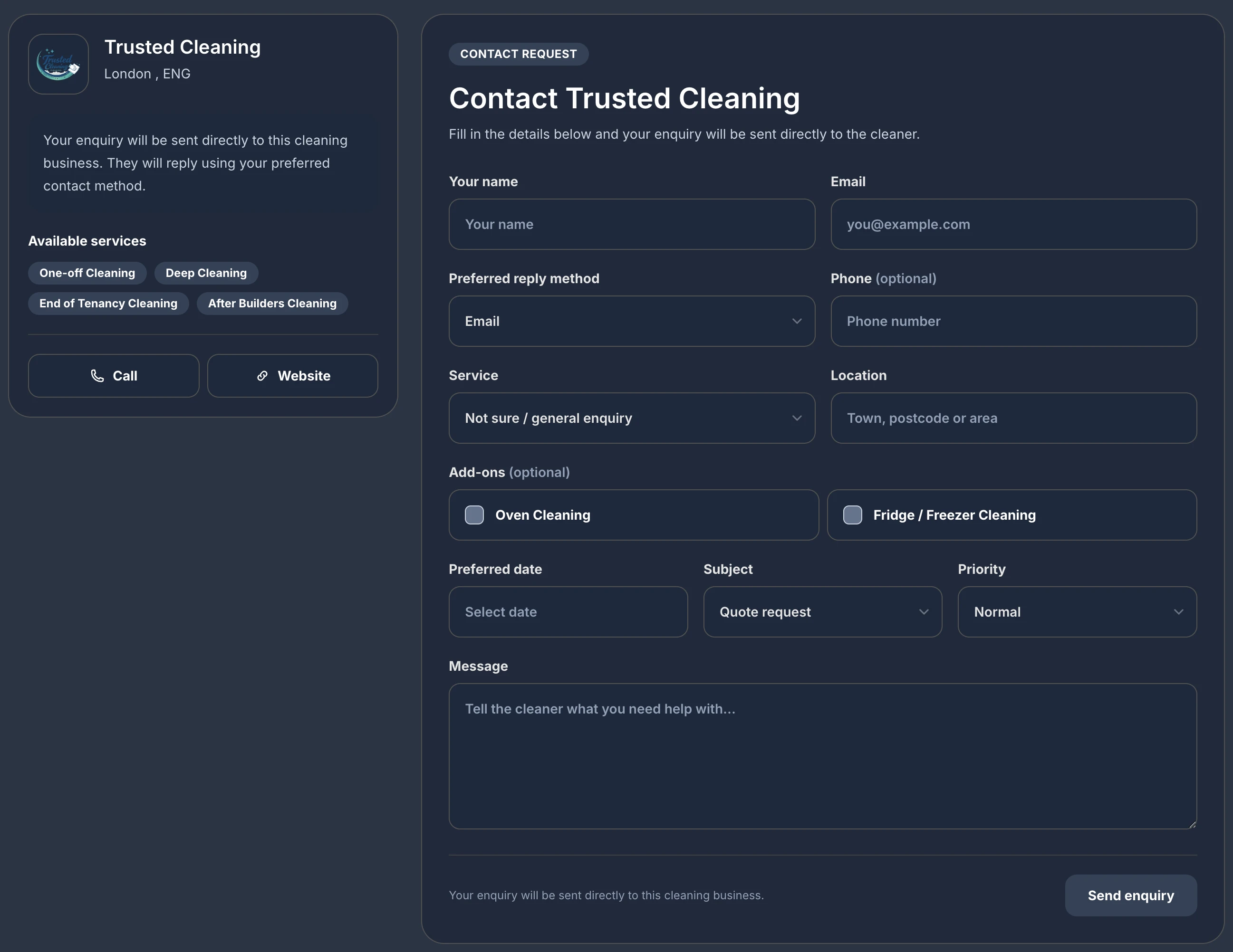 Cleanwich free directory customer enquiries