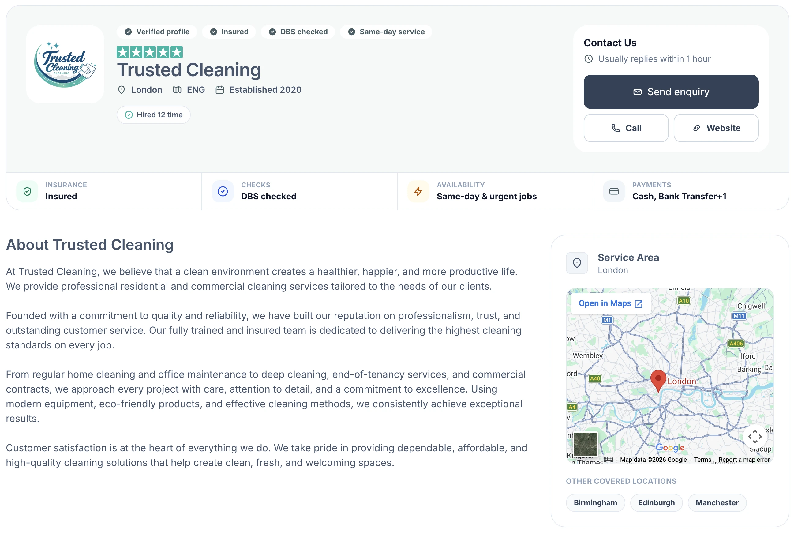 Cleanwich free directory business profile