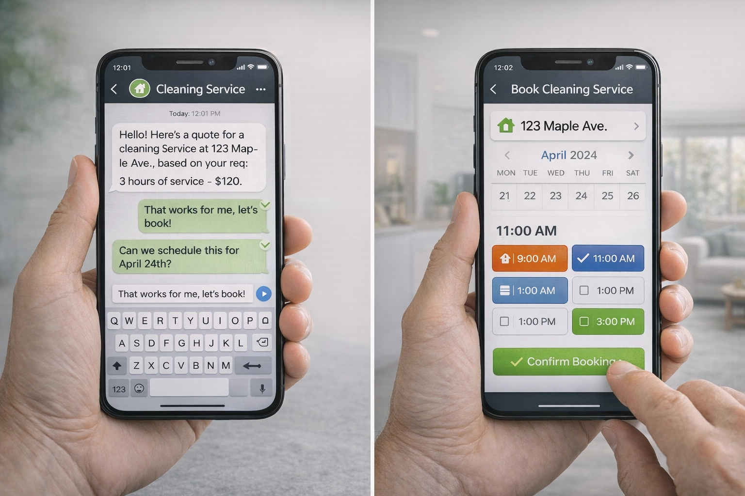 Booking vs quoting cleaning