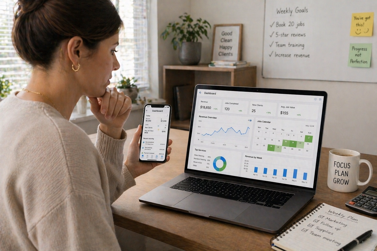 Track cleaning business performance